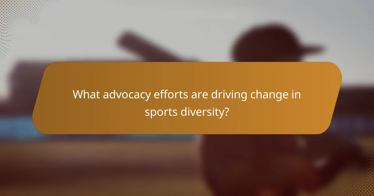 What advocacy efforts are driving change in sports diversity?