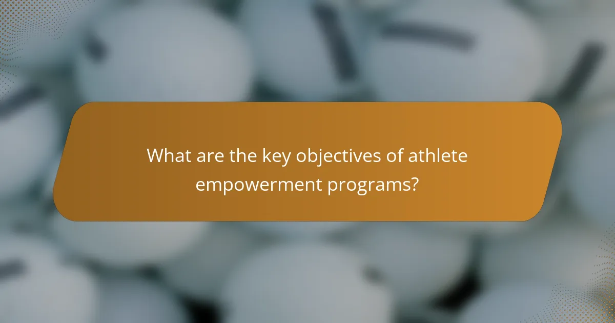 What are the key objectives of athlete empowerment programs?