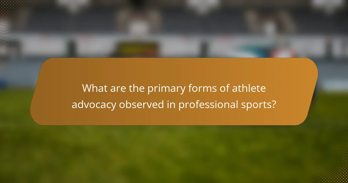What are the primary forms of athlete advocacy observed in professional sports?
