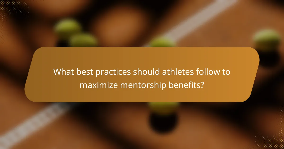 What best practices should athletes follow to maximize mentorship benefits?