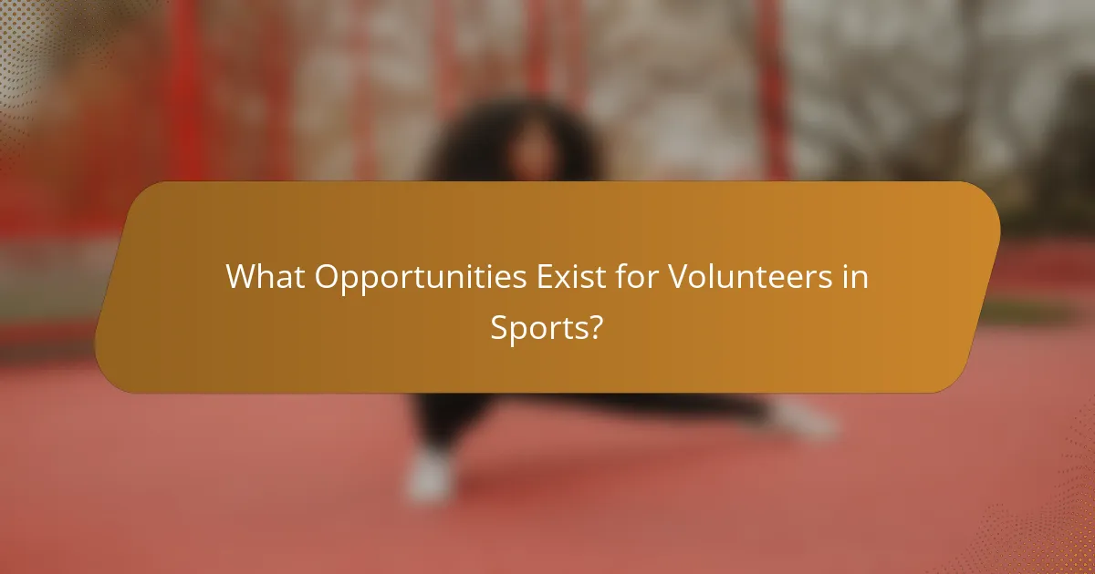 What Opportunities Exist for Volunteers in Sports?