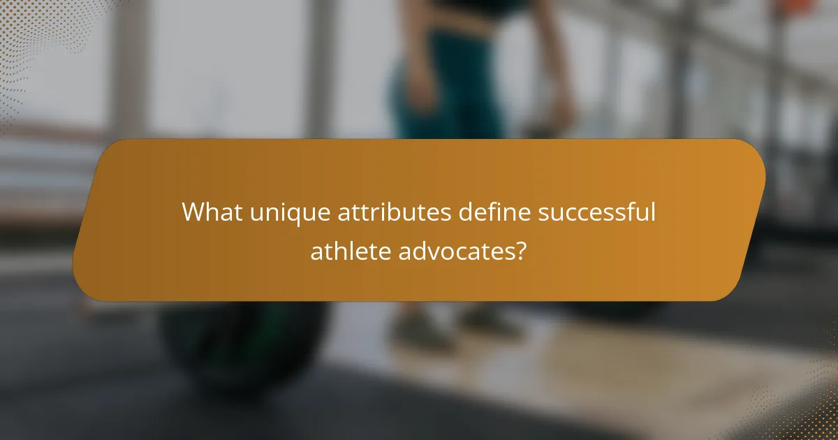 What unique attributes define successful athlete advocates?